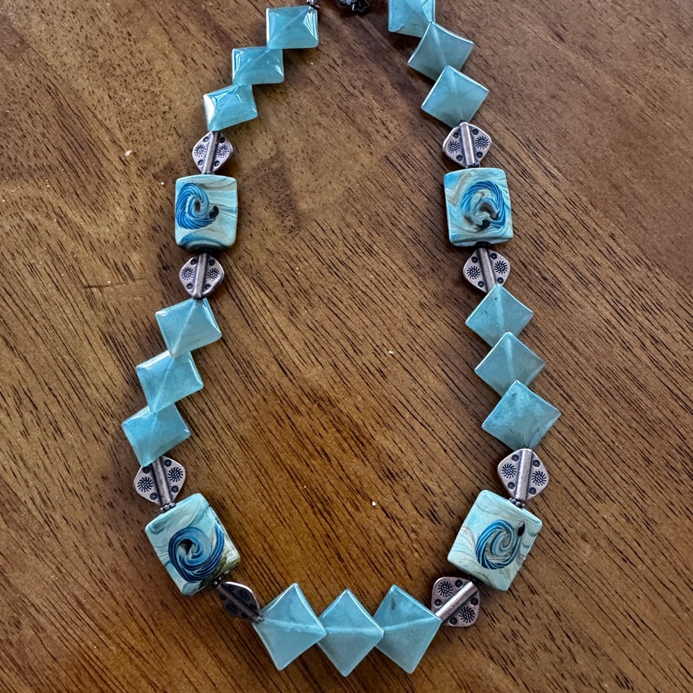 Handmade Howlite Rhombus Stone Necklace